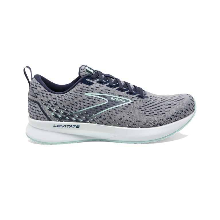 Brooks Levitate 5 Road Running Shoes - Women's - Grey/Peacoat/Blue Light (73216-HZBQ)